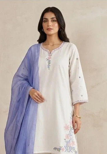 Hoor Tex 957 A and B Slub Cotton Embroidery Plazzo Suits 